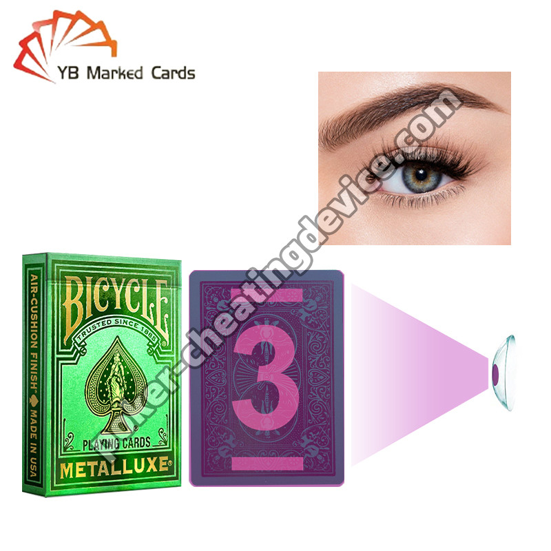 Bisiklet İşaretlenmiş Poker Deck Lüks Altın Damgalanma Peri Yeşil Poker Kontak Lensleri