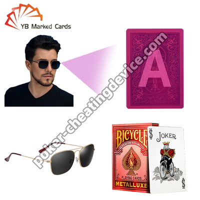 Bisiklet İşaretlenmiş Poker Kartları Lüks Altın Damgalama Lava Kırmızı Poker Aldatma Gözlükleri