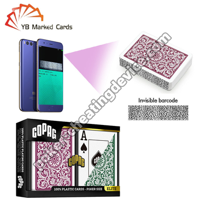 Copag 1546 100% Plastik Gizli Barkod İşaretlenmiş Poker Decks Burgundy / Yeşil