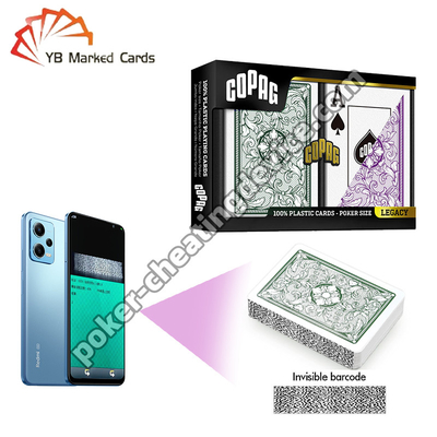 Copag Legacy Serisi 100% Plastik Görünmez Barkod Hile Kartları Yeşil/ Mor