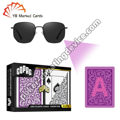 Copag 1546 100% Plastik Casino Kızılötesi İşaretli Kartlar Mor / Gri Deck Set